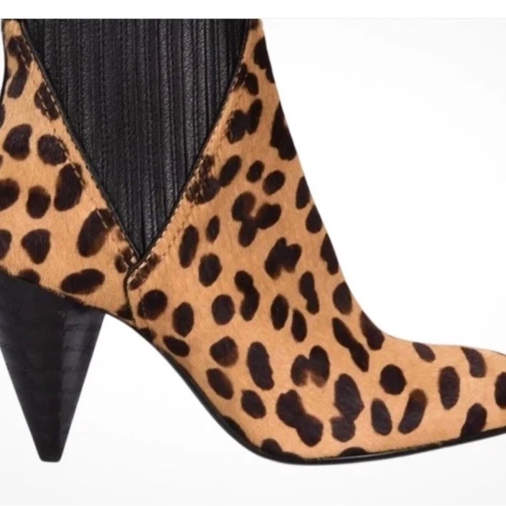 Lanvin Leopard Print Pony Hair Leather Heel Booties Ankle Boots 40.5 US 8.5 EUC